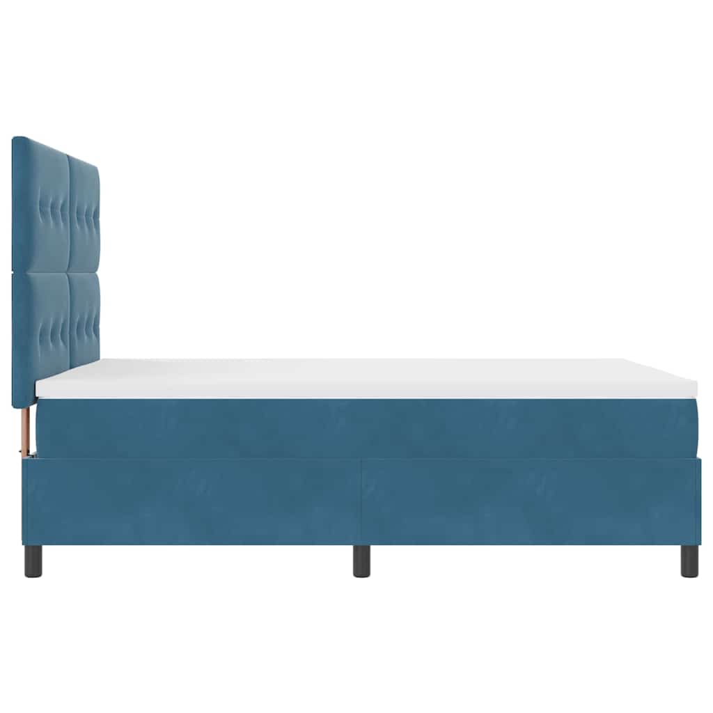 vidaXL Łóżko z sprężyną LED Ciemnoniebieski 140 x 190 cm Aksamit