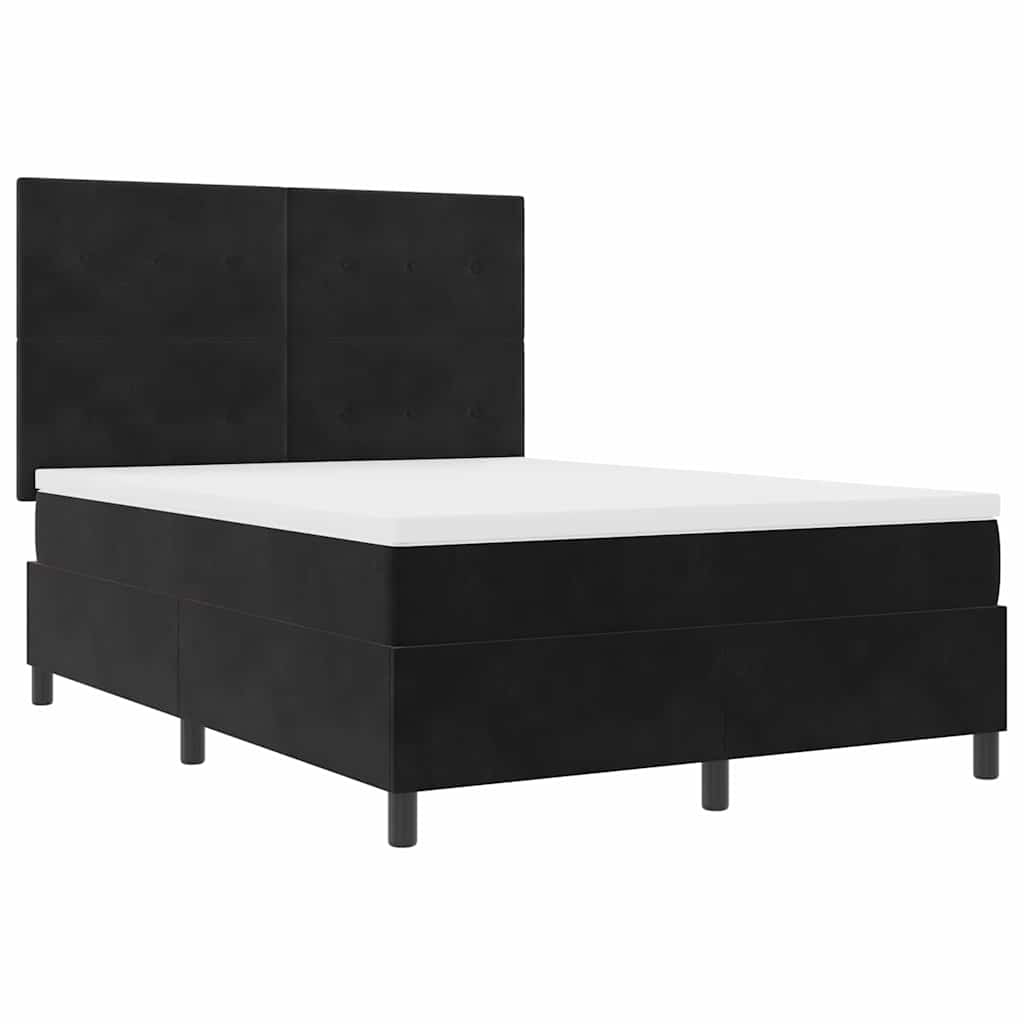 vidaXL Łóżko z sprężyną LED z materacem Czarny 160 x 200 cm Aksamit