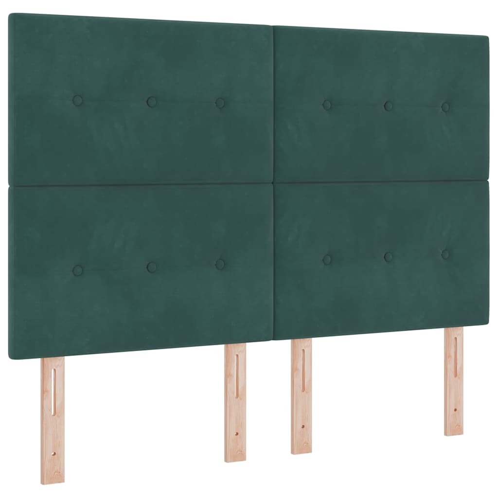 vidaXL Łóżko z sprężyną LED Ciemna zieleń 160 x 200 cm Aksamit