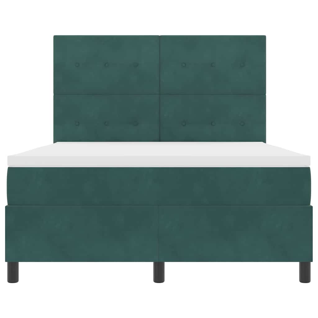 vidaXL Łóżko z sprężyną LED Ciemna zieleń 160 x 200 cm Aksamit