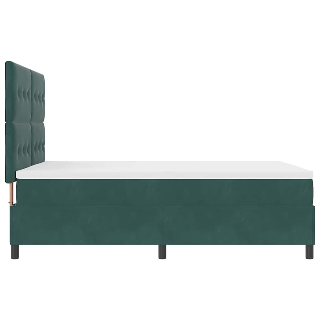 vidaXL Łóżko z sprężyną LED Ciemna zieleń 160 x 200 cm Aksamit