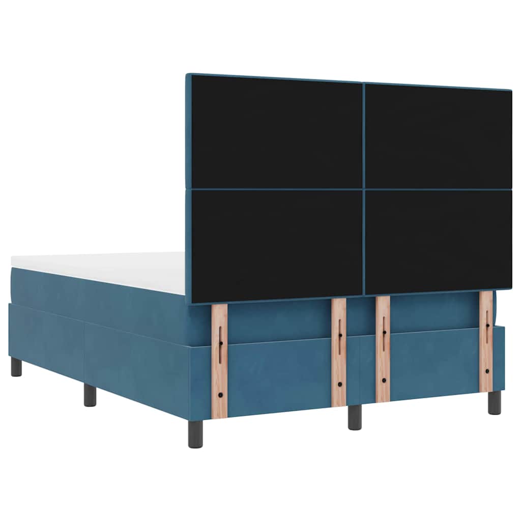 vidaXL Łóżko z sprężyną LED Ciemnoniebieski 160 x 200 cm Aksamit