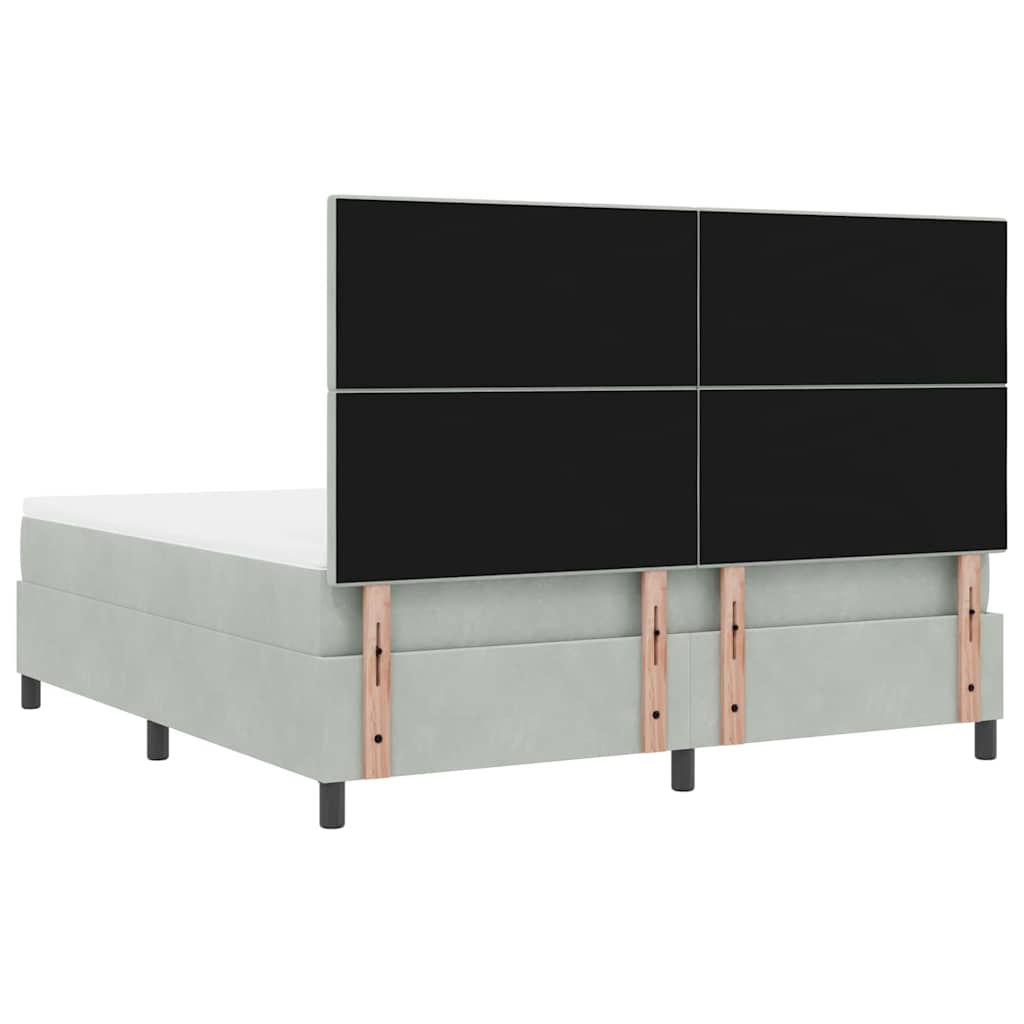 vidaXL Łóżko z sprężyną LED Jasnoszary 180 x 200 cm Aksamit