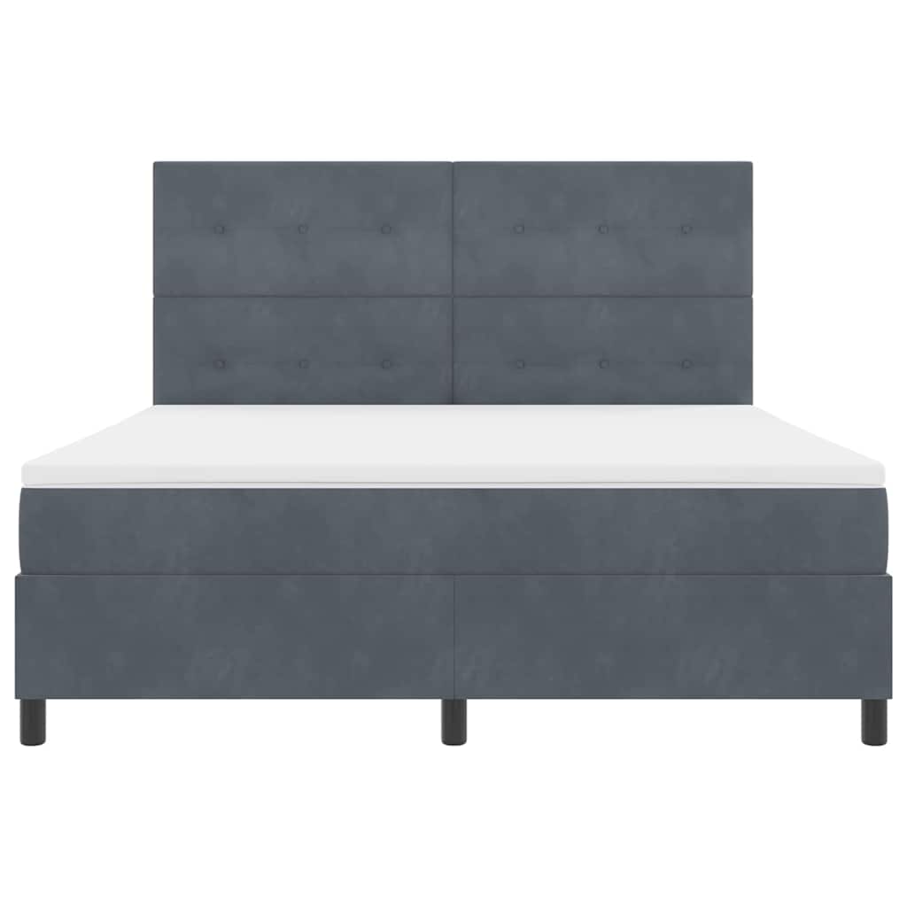 vidaXL Łóżko z sprężyną LED Ciemnoszary 180 x 200 cm Aksamit