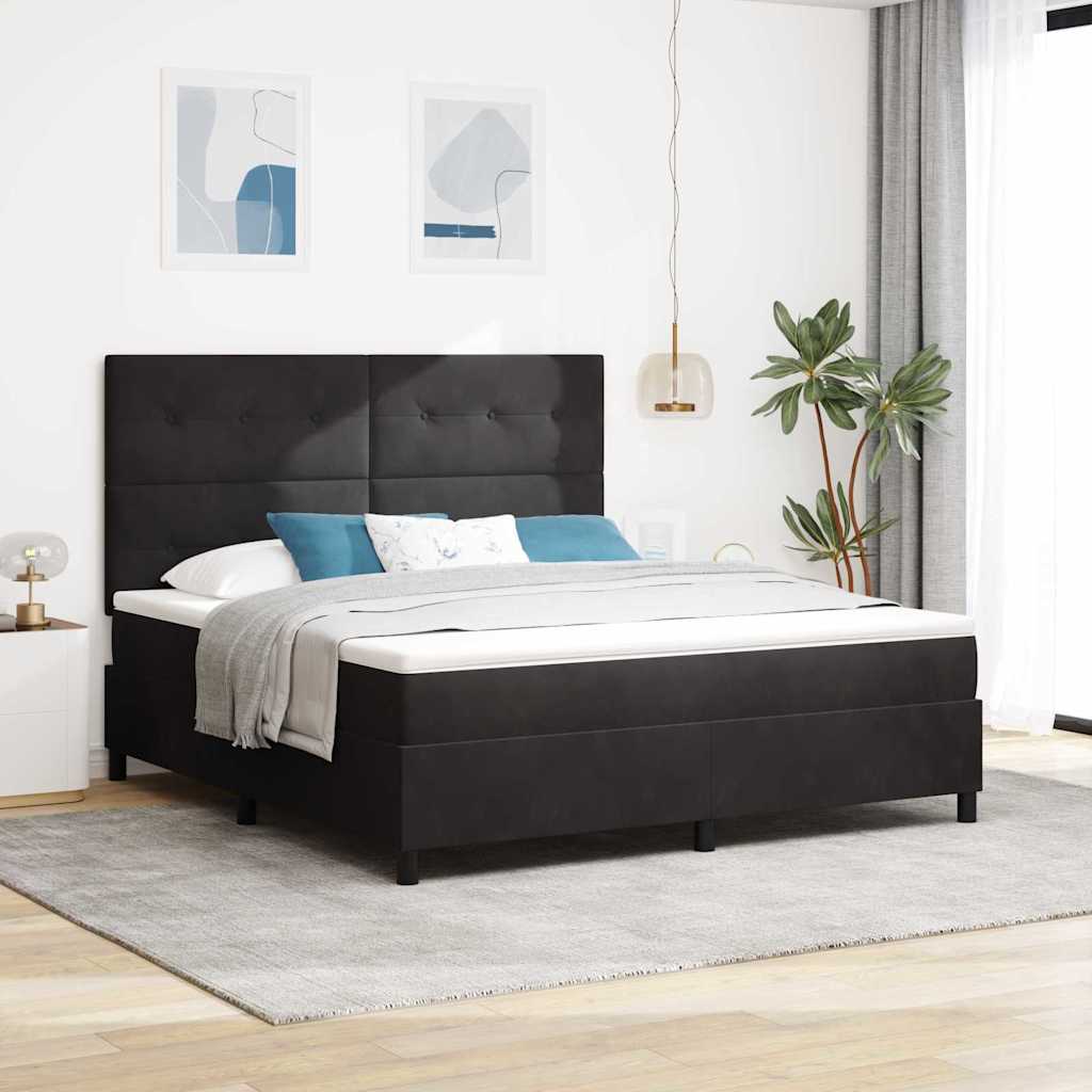 vidaXL Łóżko z sprężyną LED z materacem Czarny 180 x 200 cm Aksamit