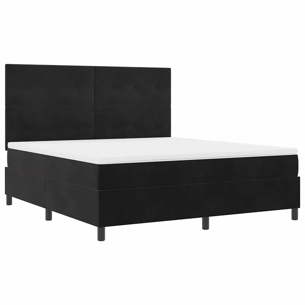 vidaXL Łóżko z sprężyną LED z materacem Czarny 180 x 200 cm Aksamit