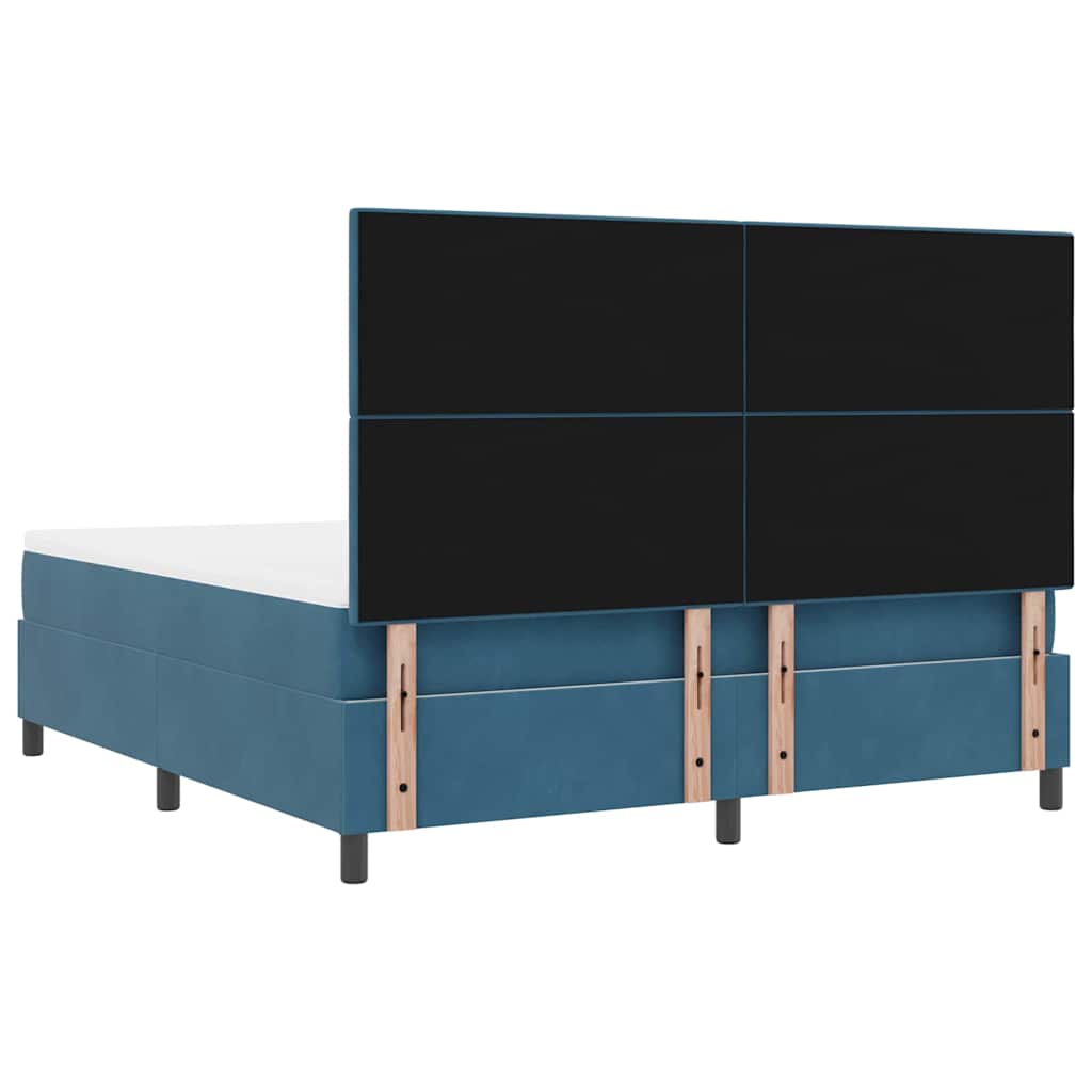 vidaXL Łóżko z sprężyną LED Ciemnoniebieski 180 x 200 cm Aksamit