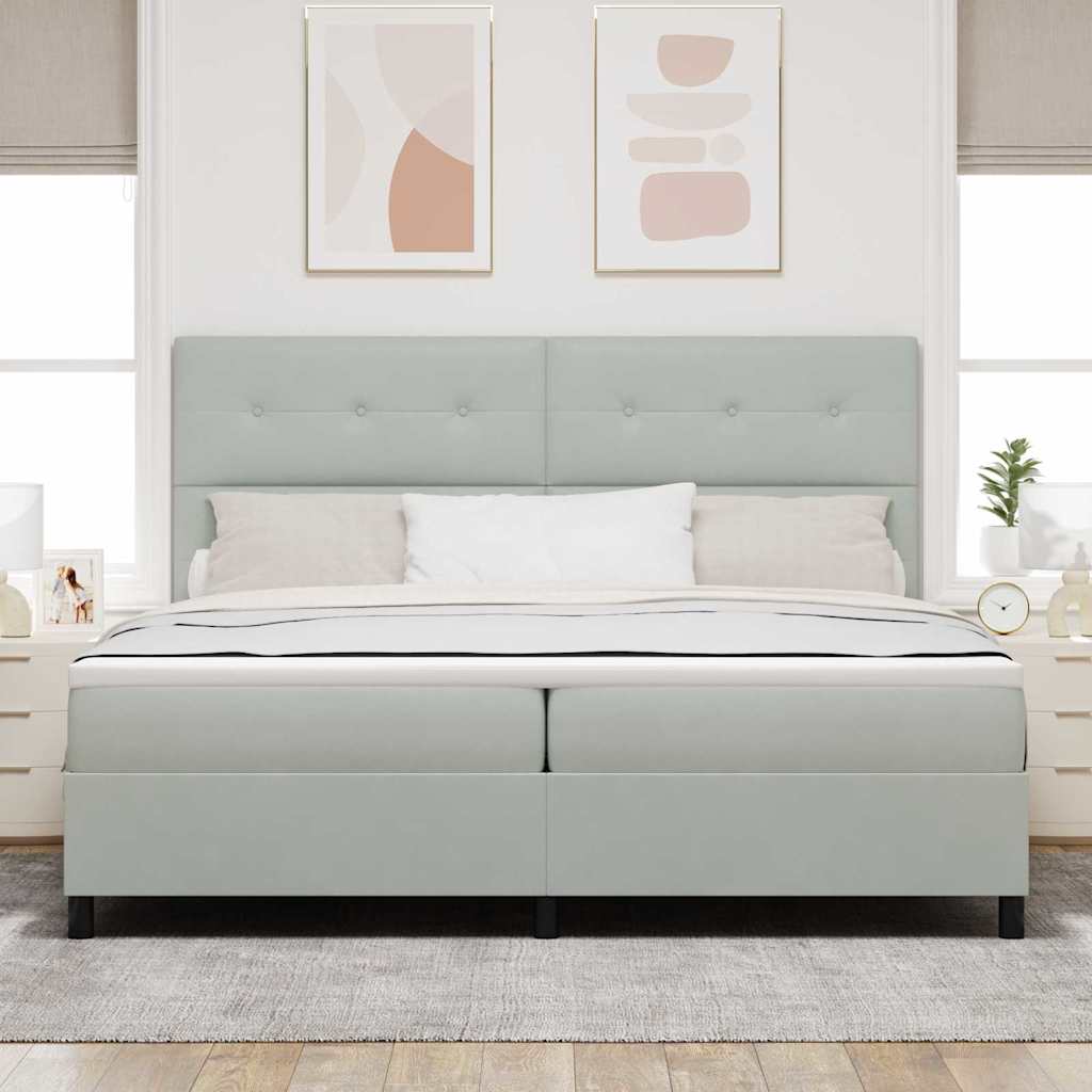 vidaXL Łóżko z sprężyną LED Jasnoszary 200 x 200 cm Aksamit
