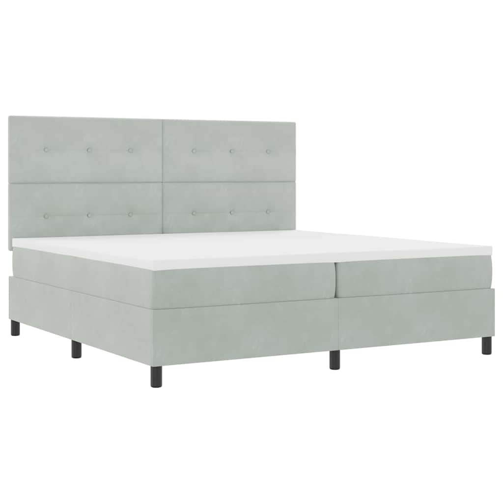 vidaXL Łóżko z sprężyną LED Jasnoszary 200 x 200 cm Aksamit