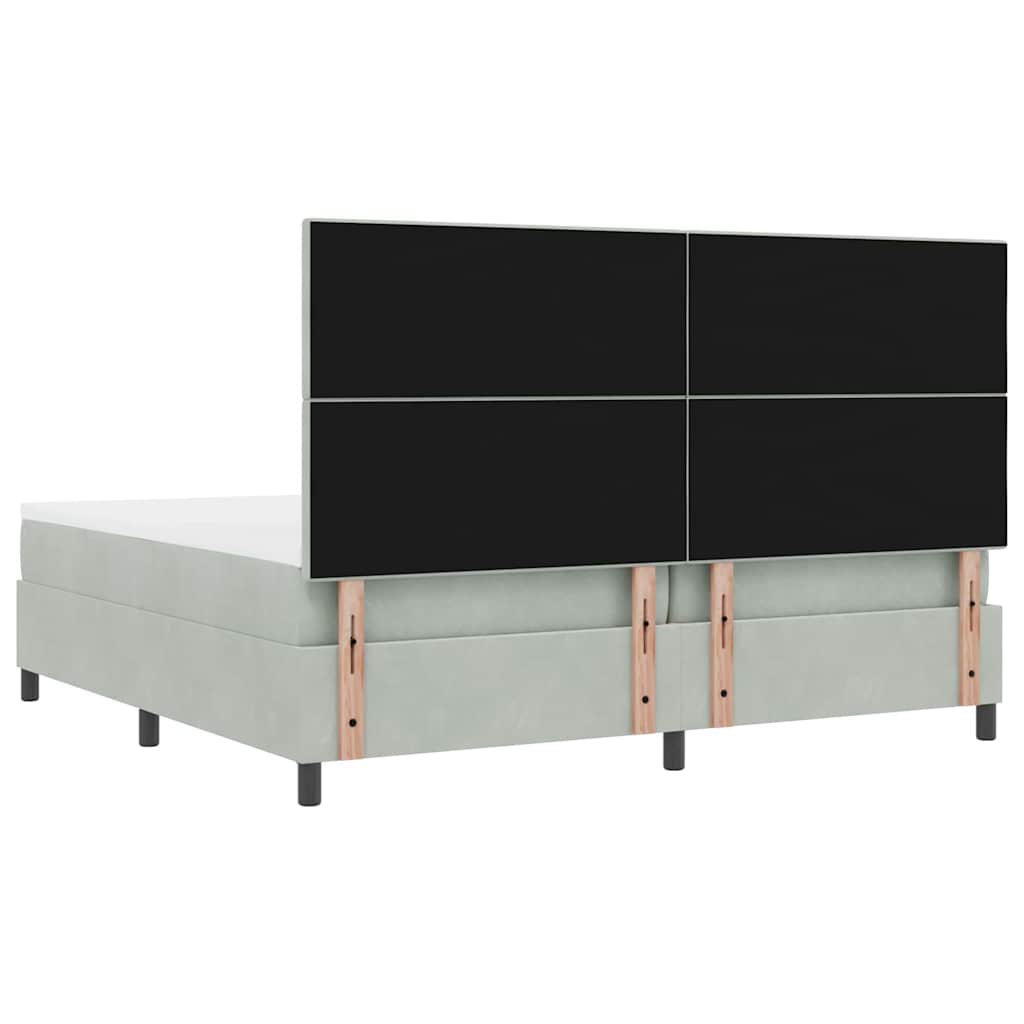vidaXL Łóżko z sprężyną LED Jasnoszary 200 x 200 cm Aksamit