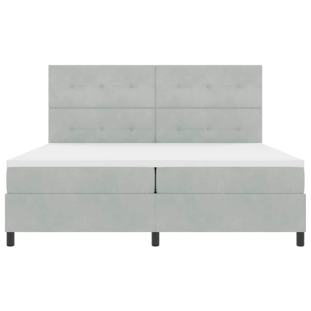 vidaXL Łóżko z sprężyną LED Jasnoszary 200 x 200 cm Aksamit