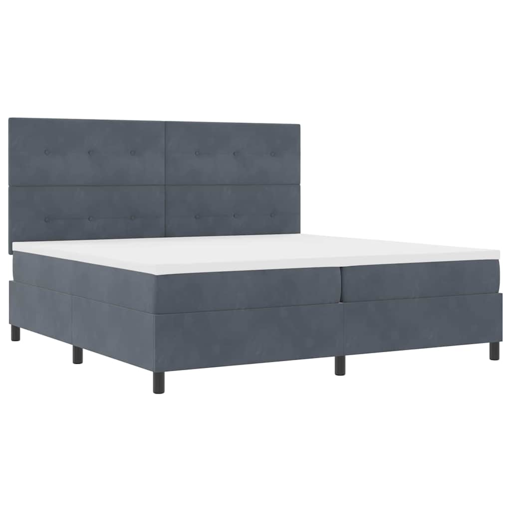 vidaXL Łóżko z sprężyną LED Ciemnoszary 200 x 200 cm Aksamit