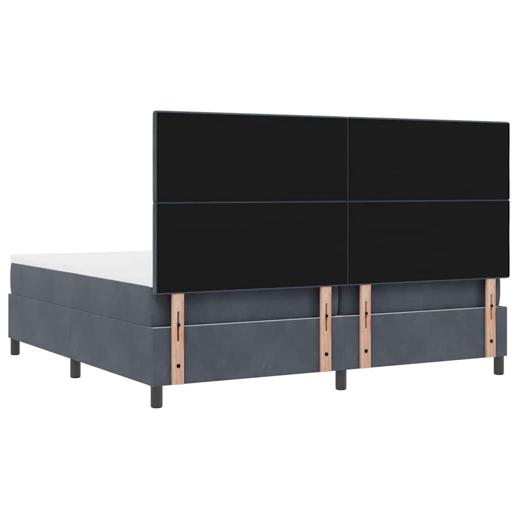 vidaXL Łóżko z sprężyną LED Ciemnoszary 200 x 200 cm Aksamit