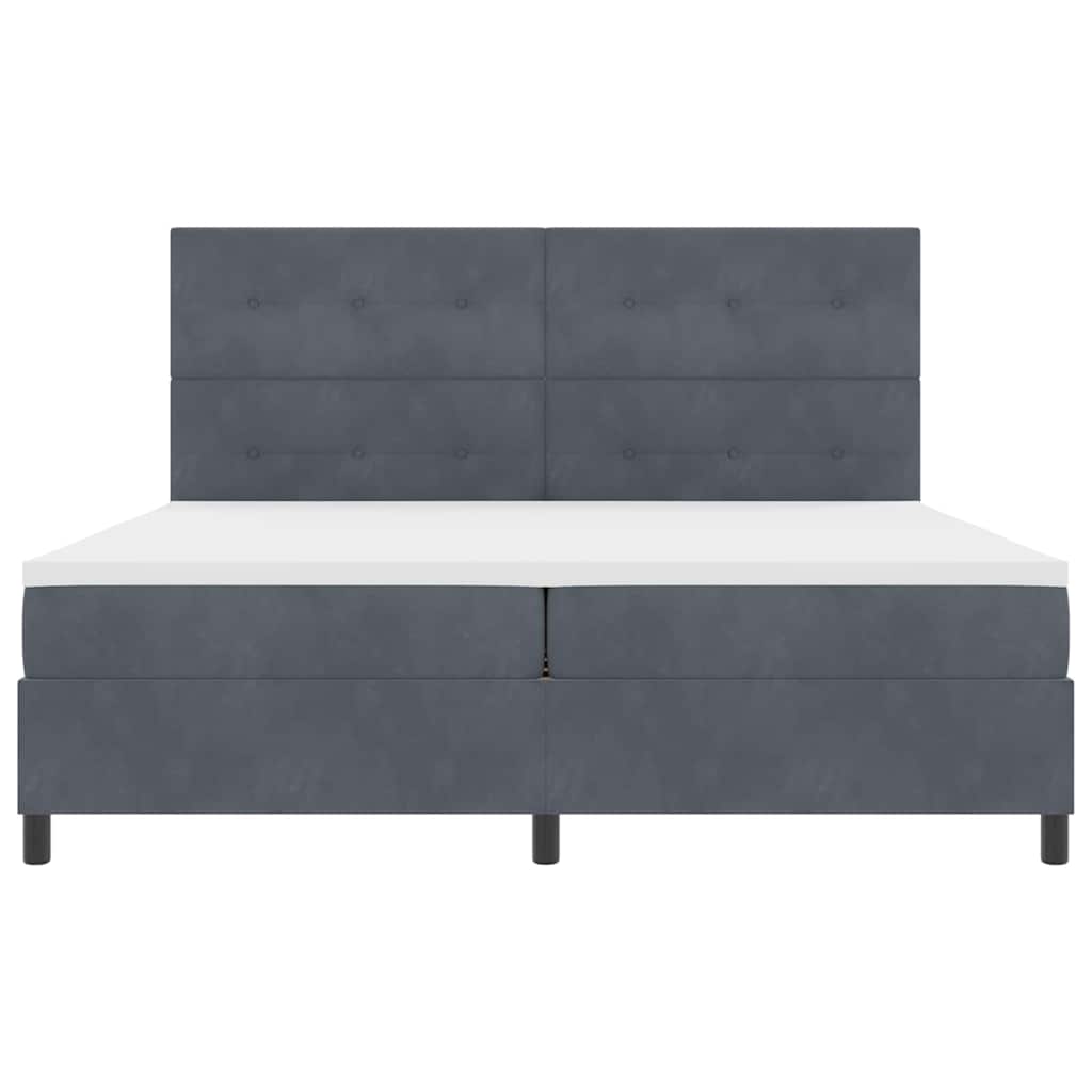 vidaXL Łóżko z sprężyną LED Ciemnoszary 200 x 200 cm Aksamit