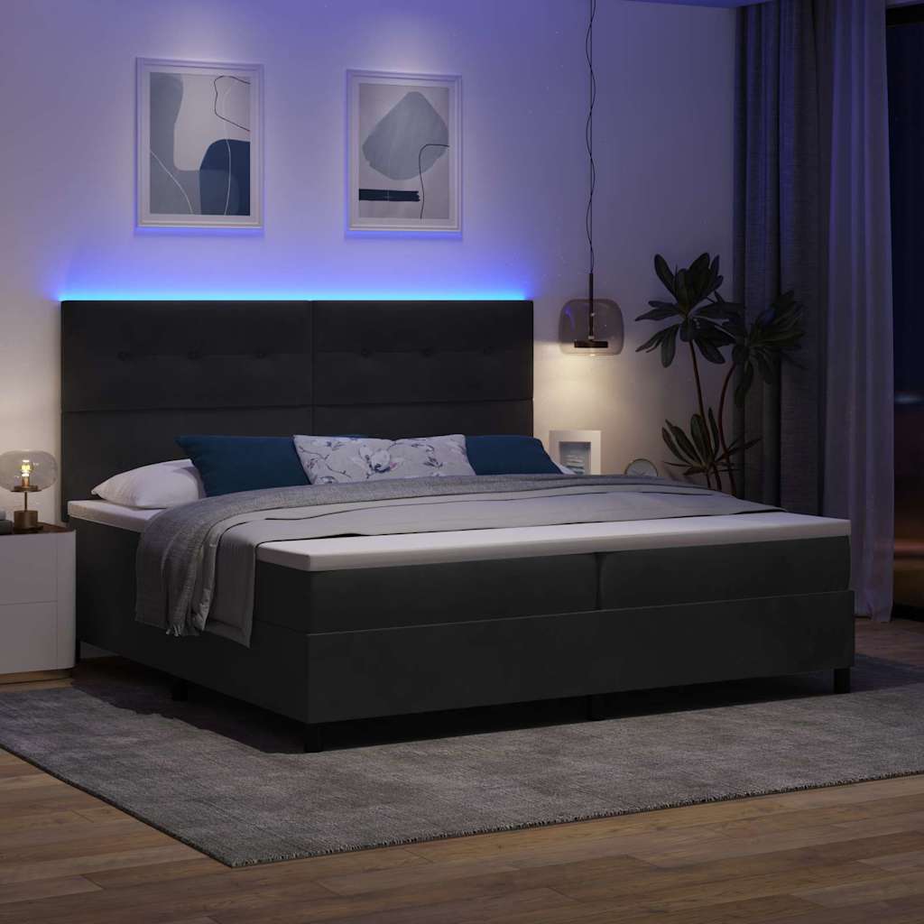 vidaXL Łóżko z sprężyną LED z materacem Czarny 200 x 200 cm Aksamit