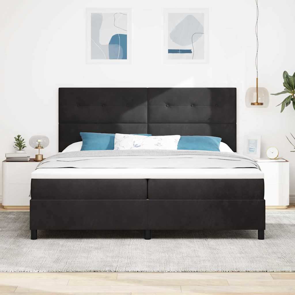 vidaXL Łóżko z sprężyną LED z materacem Czarny 200 x 200 cm Aksamit