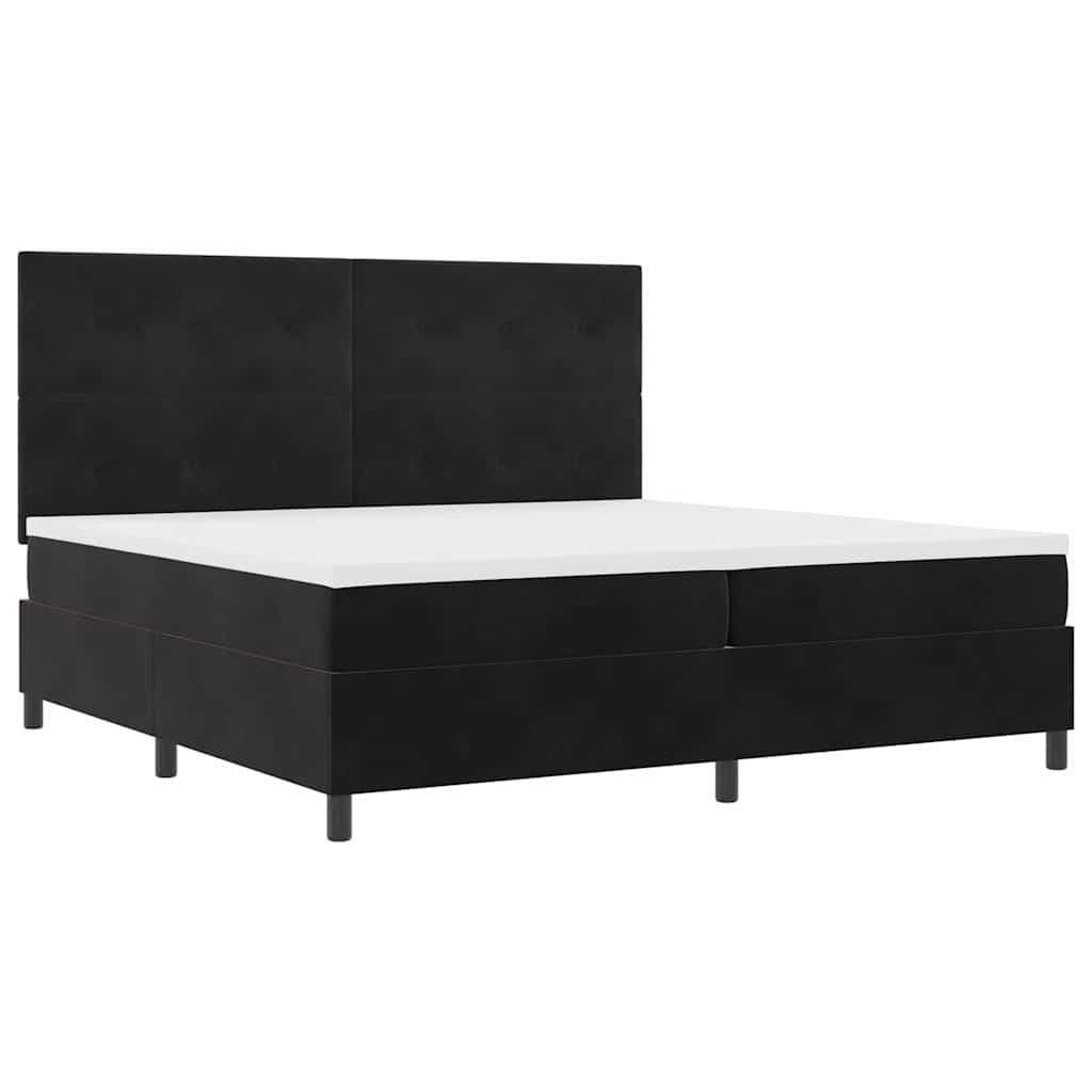 vidaXL Łóżko z sprężyną LED z materacem Czarny 200 x 200 cm Aksamit