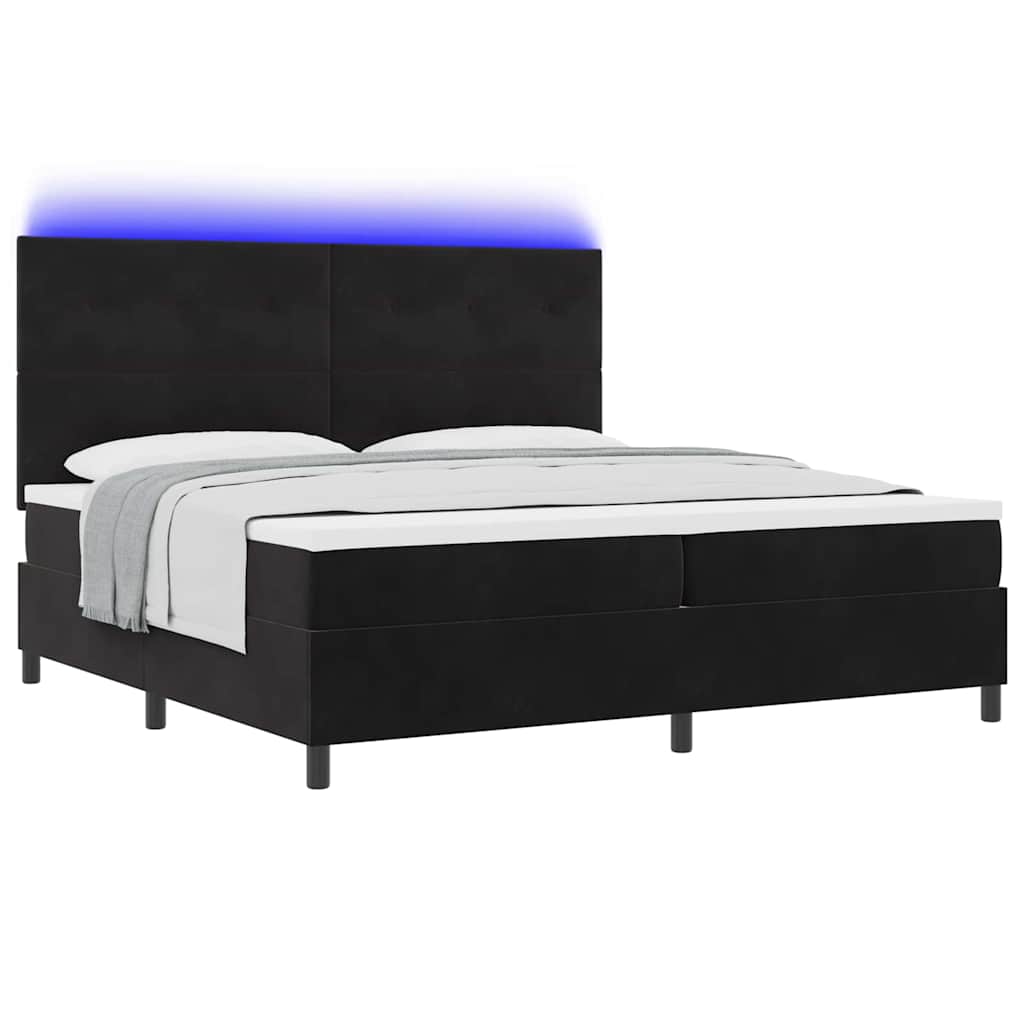 vidaXL Łóżko z sprężyną LED z materacem Czarny 200 x 200 cm Aksamit