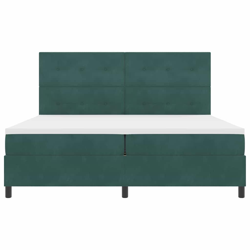 vidaXL Łóżko z sprężyną LED Ciemna zieleń 200 x 200 cm Aksamit