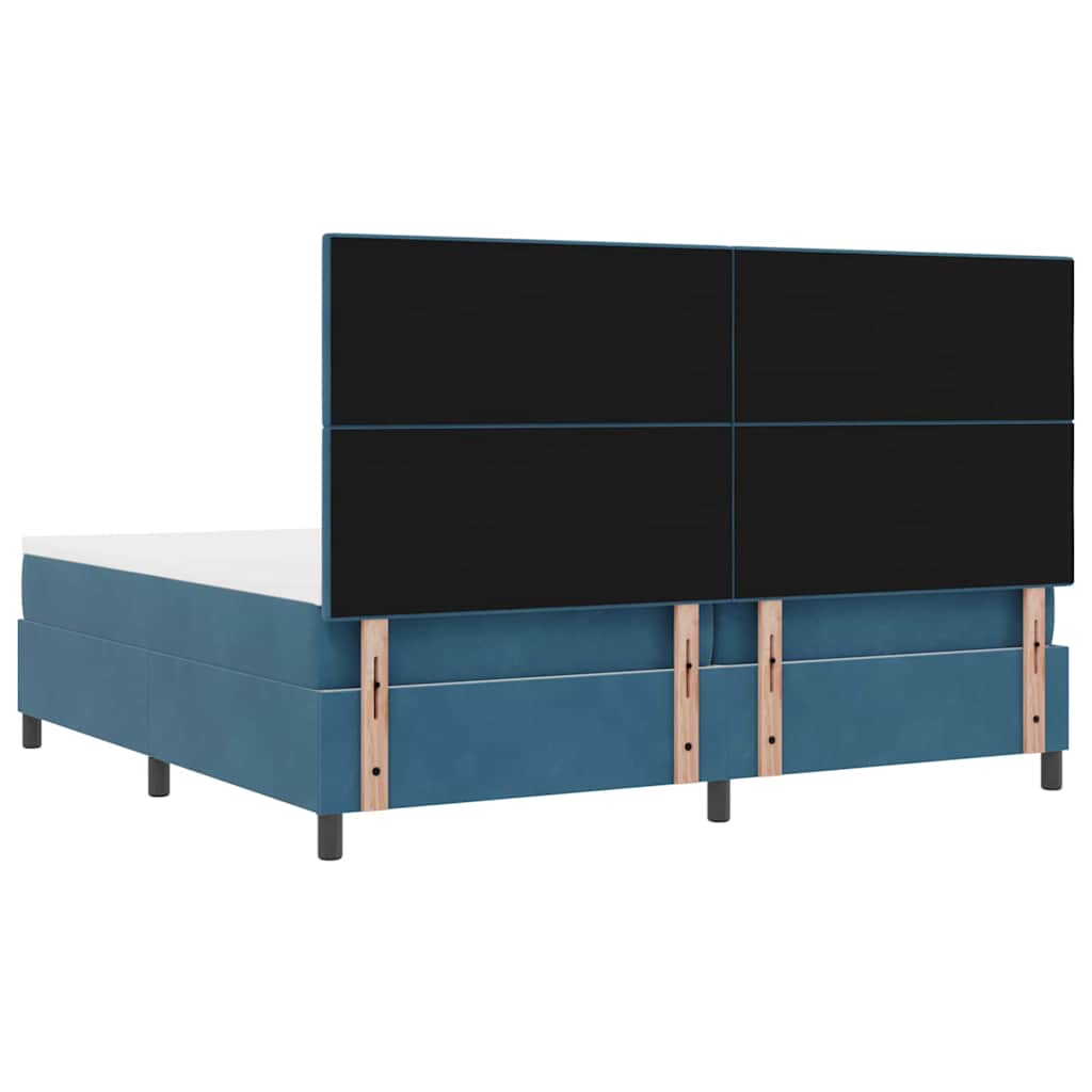 vidaXL Łóżko z sprężyną LED Ciemnoniebieski 200 x 200 cm Aksamit