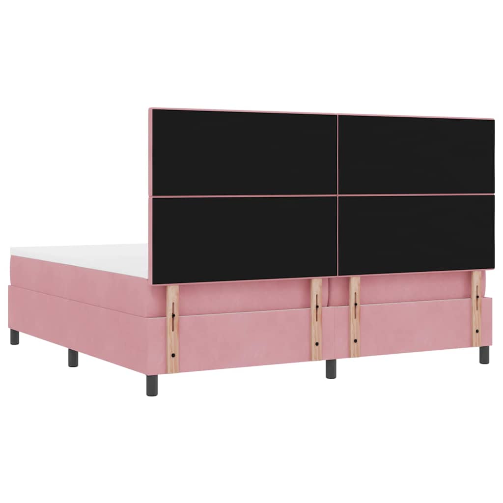 vidaXL Łóżko z sprężyną LED z materacem Różowy 200 x 200 cm Aksamit