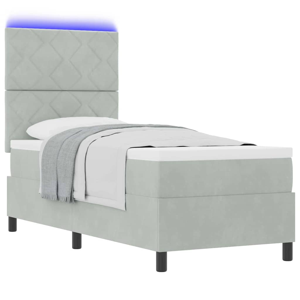 vidaXL Łóżko z sprężyną LED Jasnoszary 80 x 200 cm Aksamit