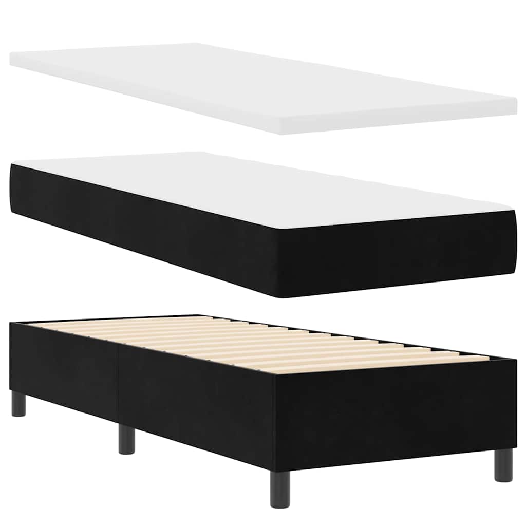 vidaXL Łóżko z sprężyną LED Z zagłówkiem Czarny 80 x 200 cm Aksamit