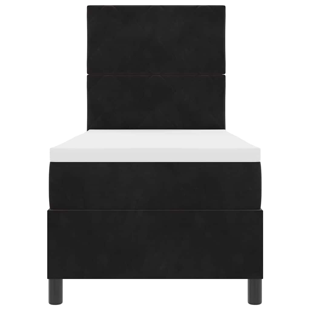 vidaXL Łóżko z sprężyną LED Z zagłówkiem Czarny 80 x 200 cm Aksamit