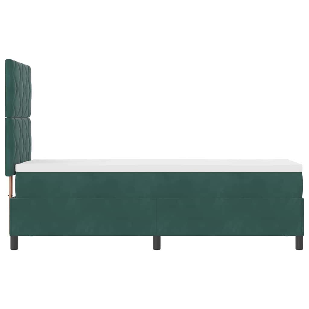 vidaXL Łóżko z sprężyną LED Ciemna zieleń 80 x 200 cm Aksamit