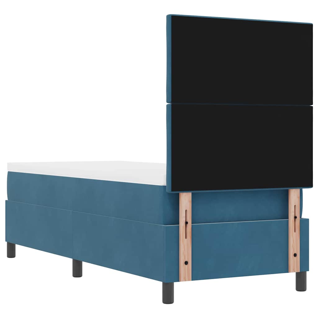 vidaXL Łóżko z sprężyną LED Ciemnoniebieski 80 x 200 cm Aksamit