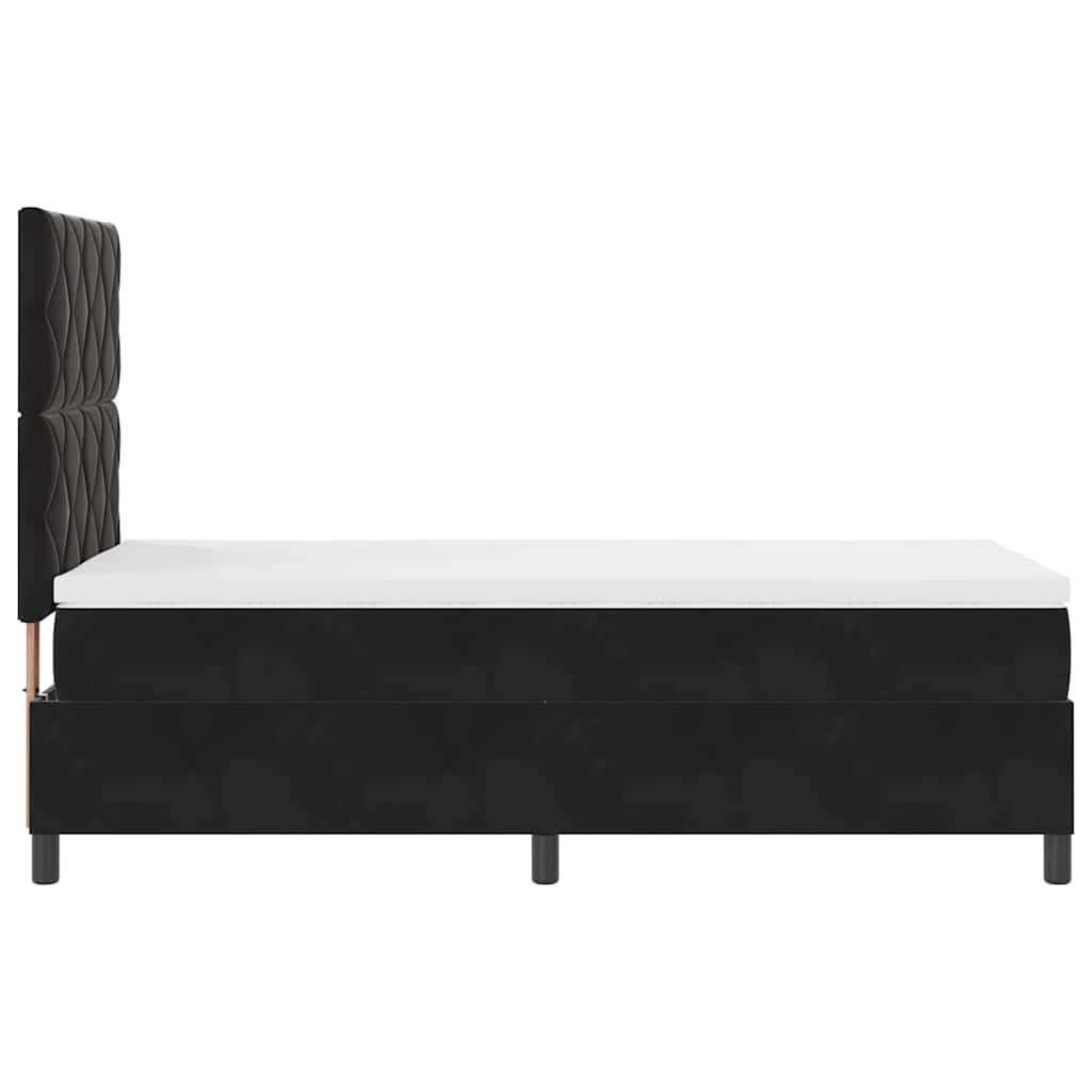 vidaXL Łóżko z sprężyną LED Z zagłówkiem Czarny 90 x 190 cm Aksamit