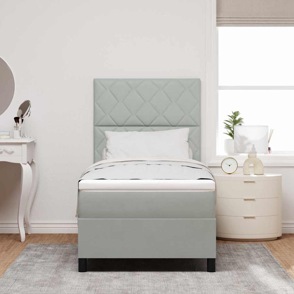 vidaXL Łóżko z sprężyną LED Jasnoszary 90 x 200 cm Aksamit