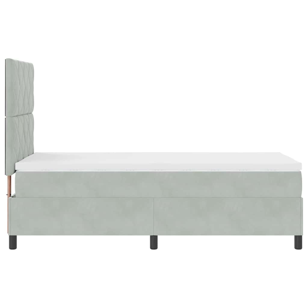 vidaXL Łóżko z sprężyną LED Jasnoszary 90 x 200 cm Aksamit