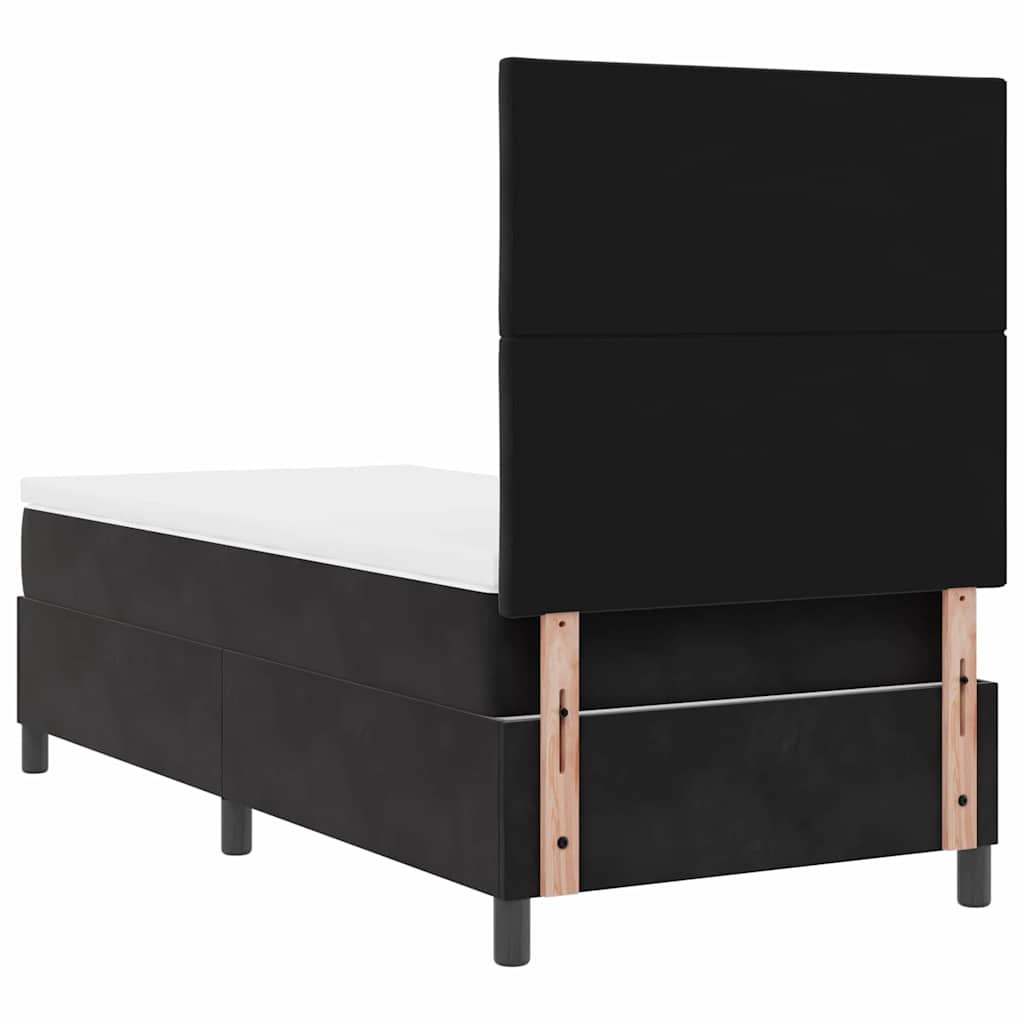 vidaXL Łóżko z sprężyną LED Z zagłówkiem Czarny 90 x 200 cm Aksamit