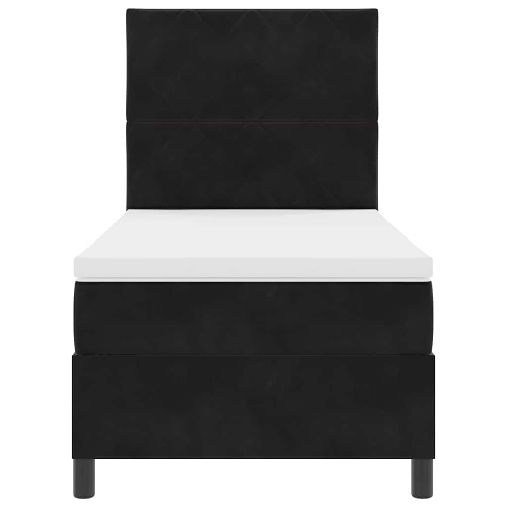 vidaXL Łóżko z sprężyną LED Z zagłówkiem Czarny 90 x 200 cm Aksamit