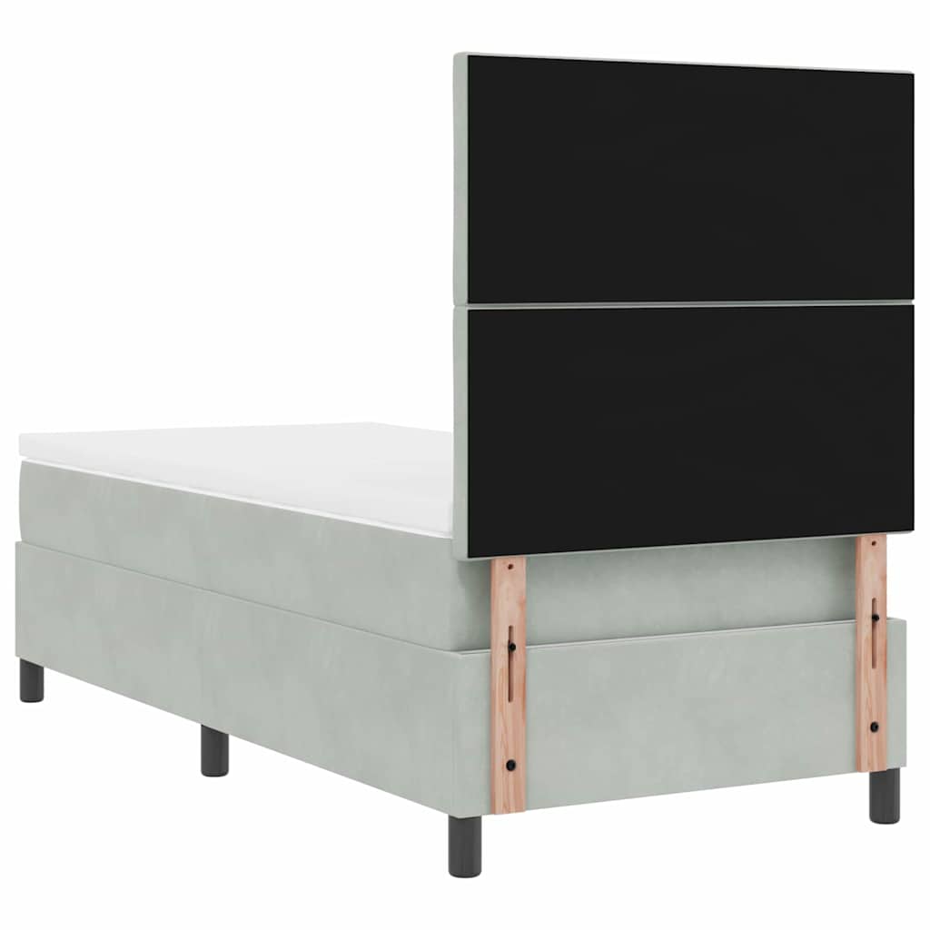 vidaXL Łóżko z sprężyną LED Jasnoszary 100 x 200 cm Aksamit