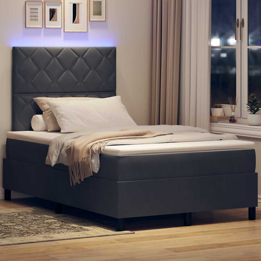 vidaXL Łóżko z sprężyną LED Ciemnoszary 120 x 190 cm Aksamit