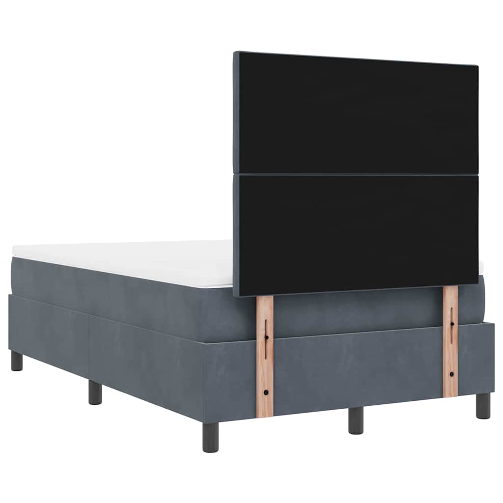 vidaXL Łóżko z sprężyną LED Ciemnoszary 120 x 190 cm Aksamit