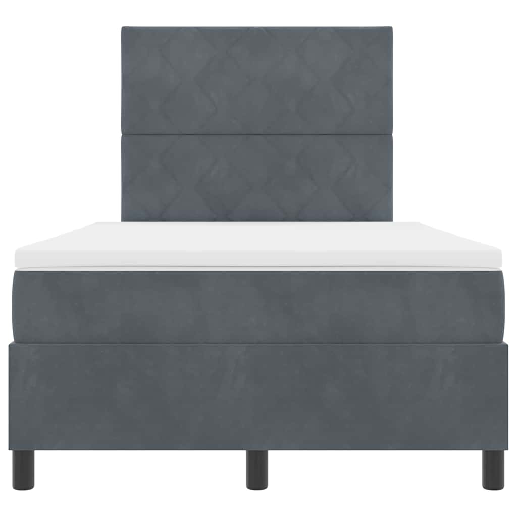 vidaXL Łóżko z sprężyną LED Ciemnoszary 120 x 190 cm Aksamit