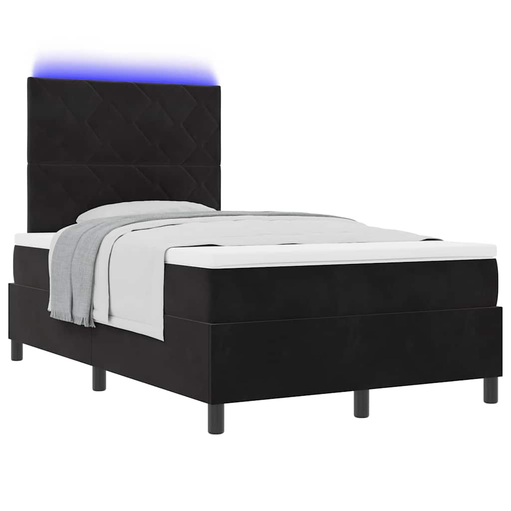 vidaXL Łóżko z sprężyną LED z materacem Czarny 120 x 190 cm Aksamit