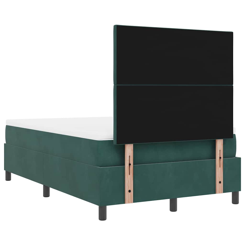 vidaXL Łóżko z sprężyną LED Ciemna zieleń 120 x 190 cm Aksamit