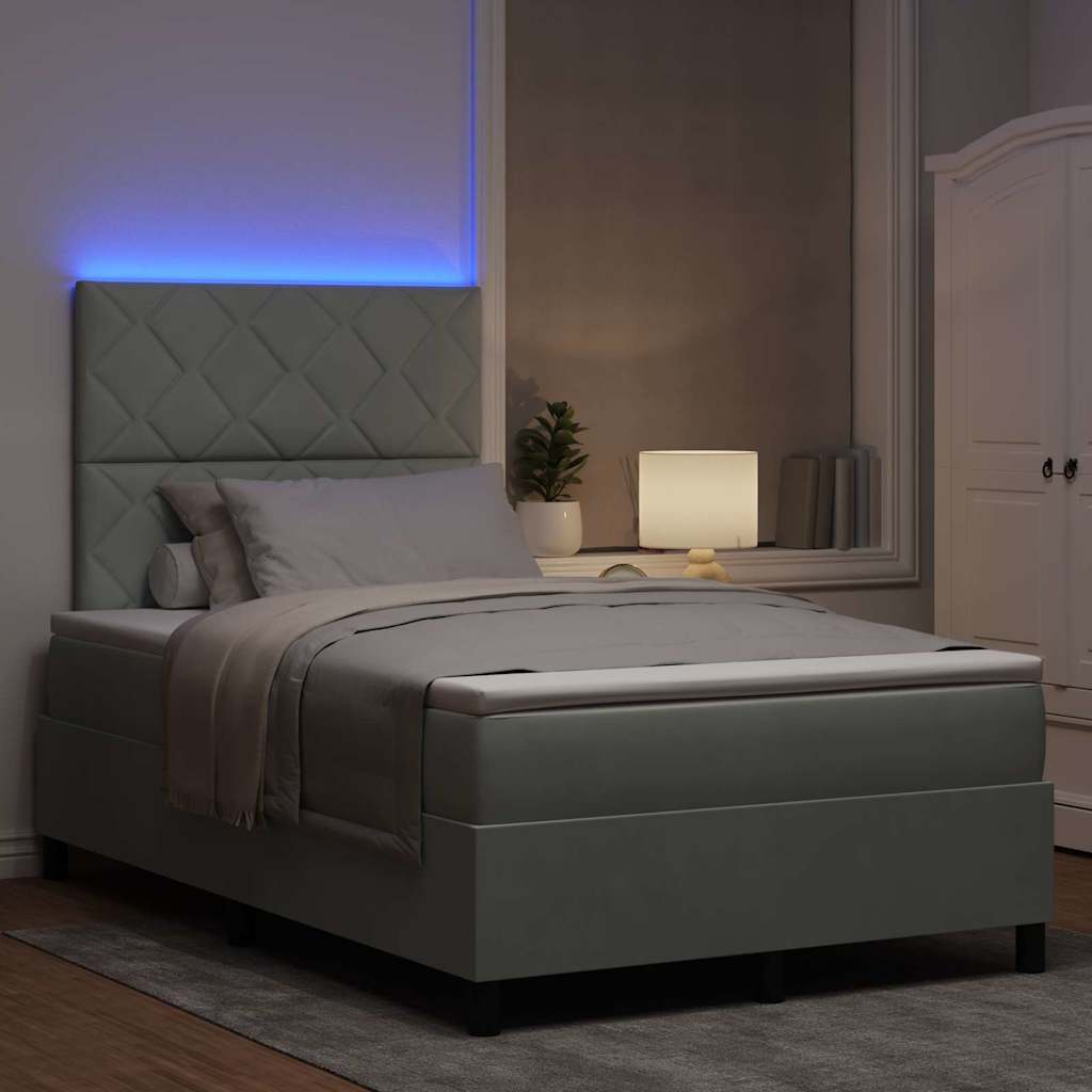 vidaXL Łóżko z sprężyną LED Jasnoszary 120 x 200 cm Aksamit