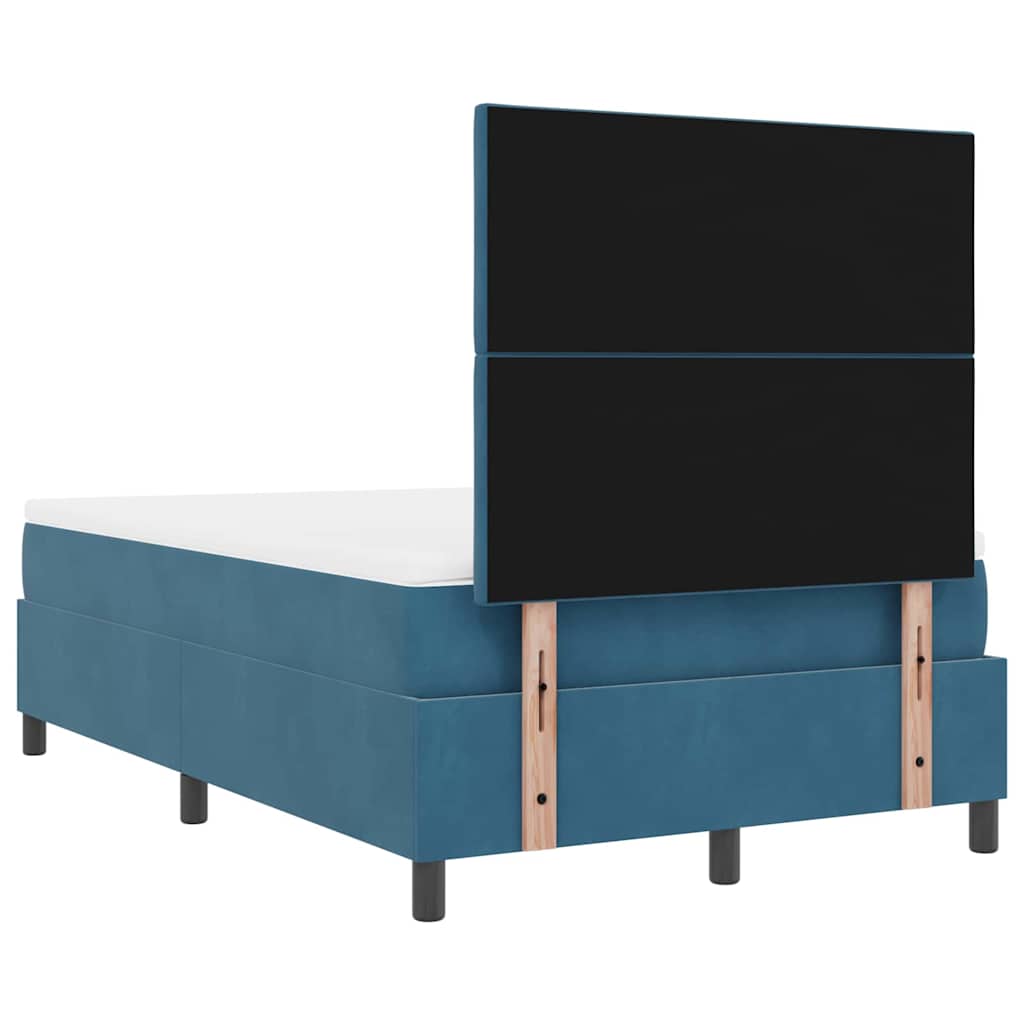 vidaXL Łóżko z sprężyną LED Ciemnoniebieski 120 x 200 cm Aksamit