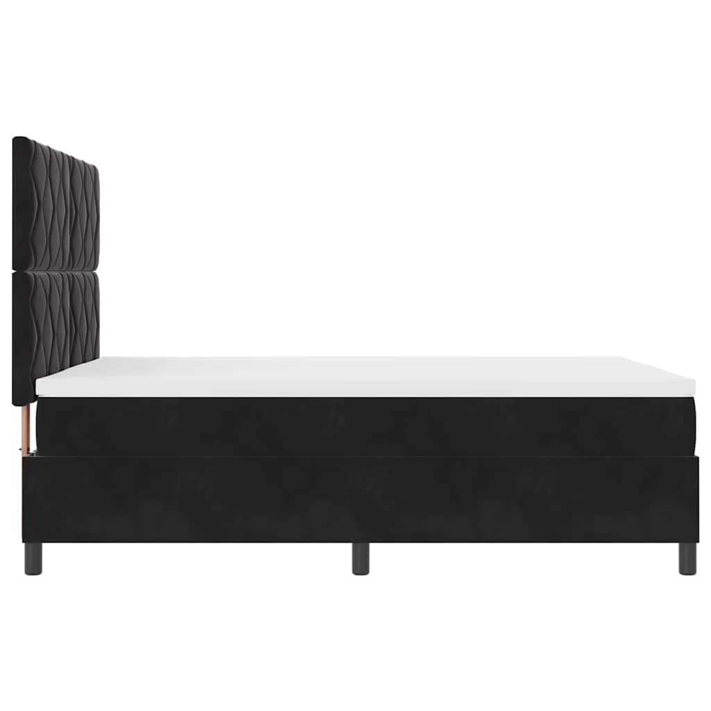 vidaXL Łóżko z sprężyną LED Z zagłówkiem Czarny 140 x 200 cm Aksamit