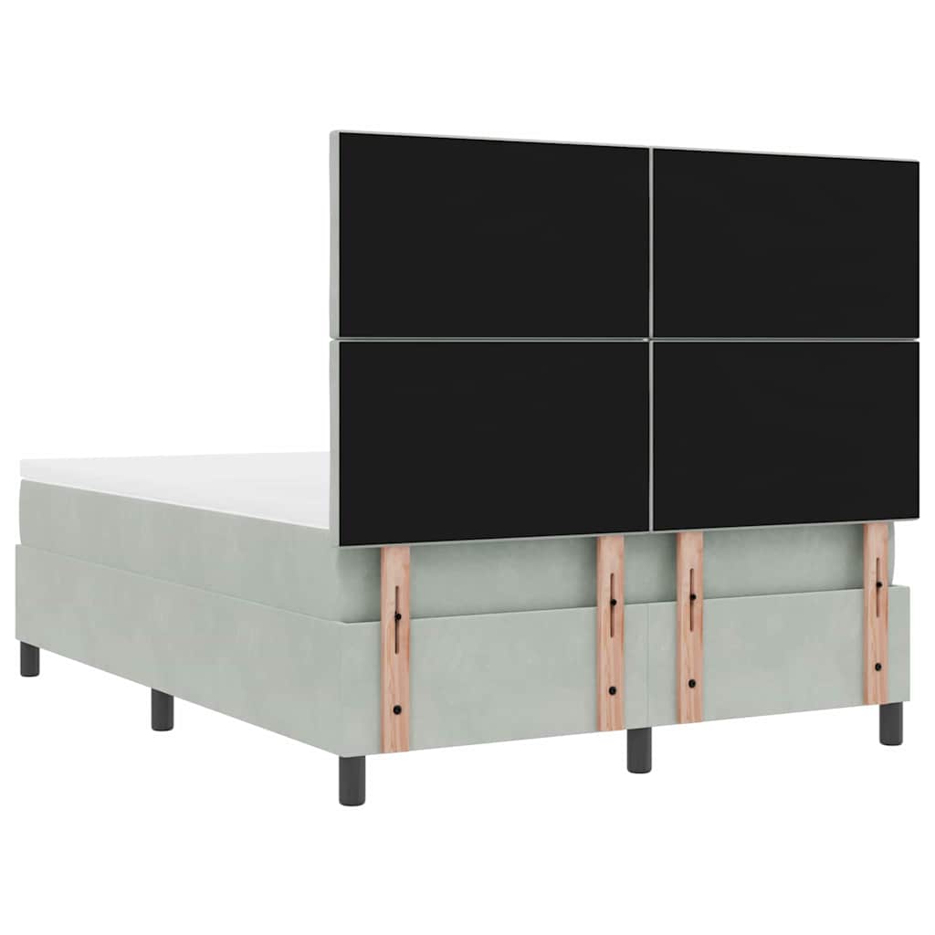 vidaXL Łóżko z sprężyną LED Jasnoszary 160 x 200 cm Aksamit