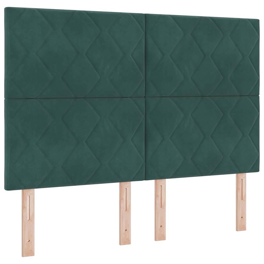 vidaXL Łóżko z sprężyną LED Ciemna zieleń 160 x 200 cm Aksamit