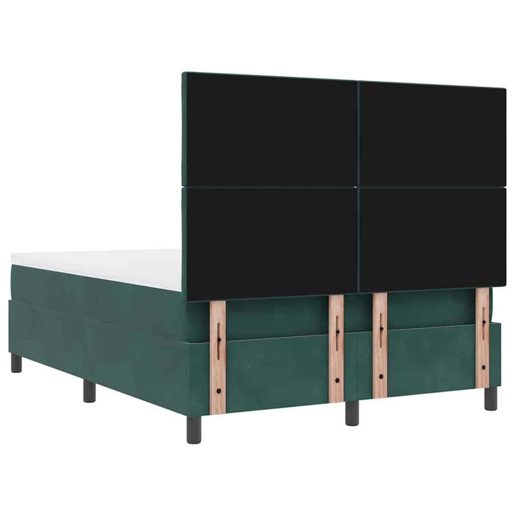 vidaXL Łóżko z sprężyną LED Ciemna zieleń 160 x 200 cm Aksamit