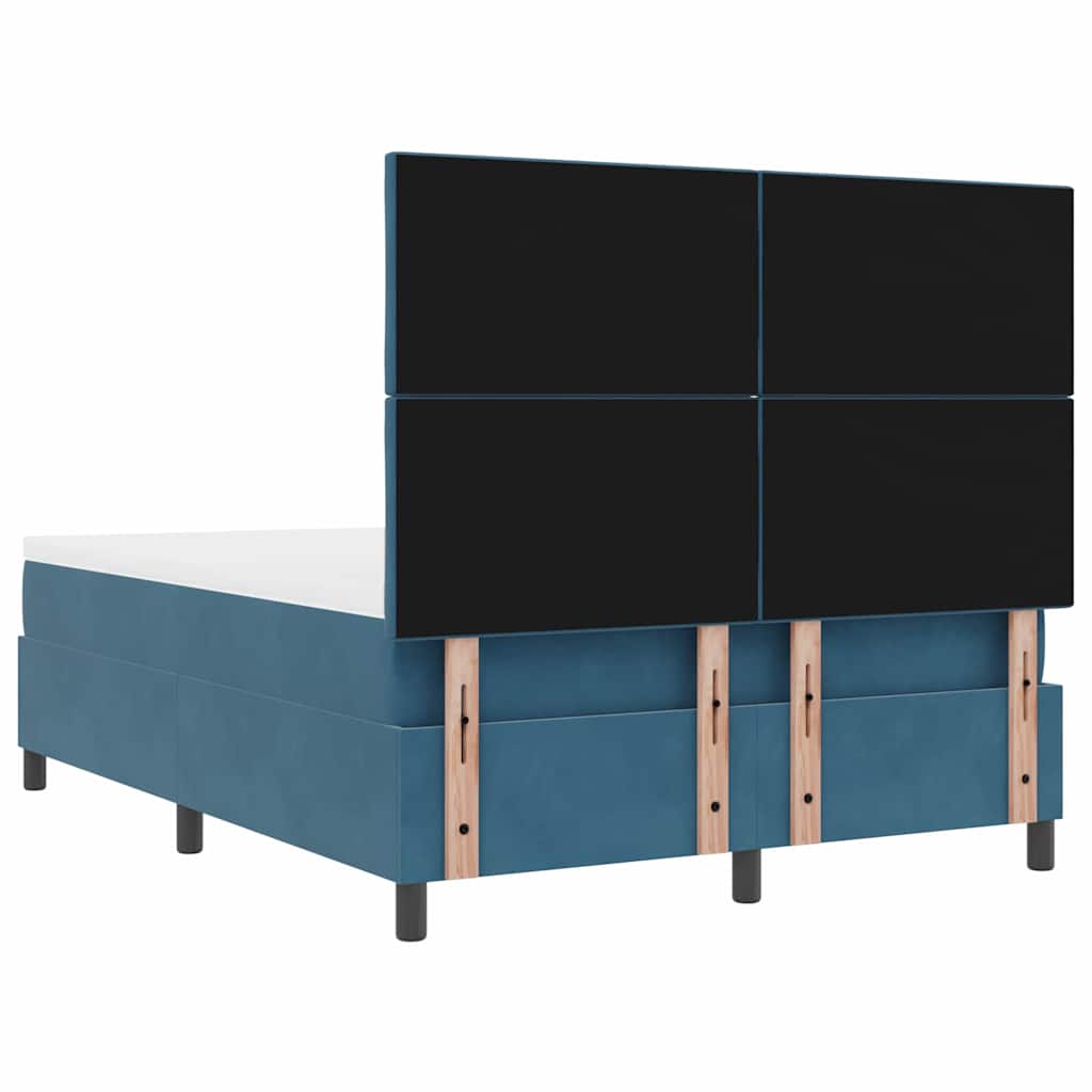 vidaXL Łóżko z sprężyną LED Ciemnoniebieski 160 x 200 cm Aksamit
