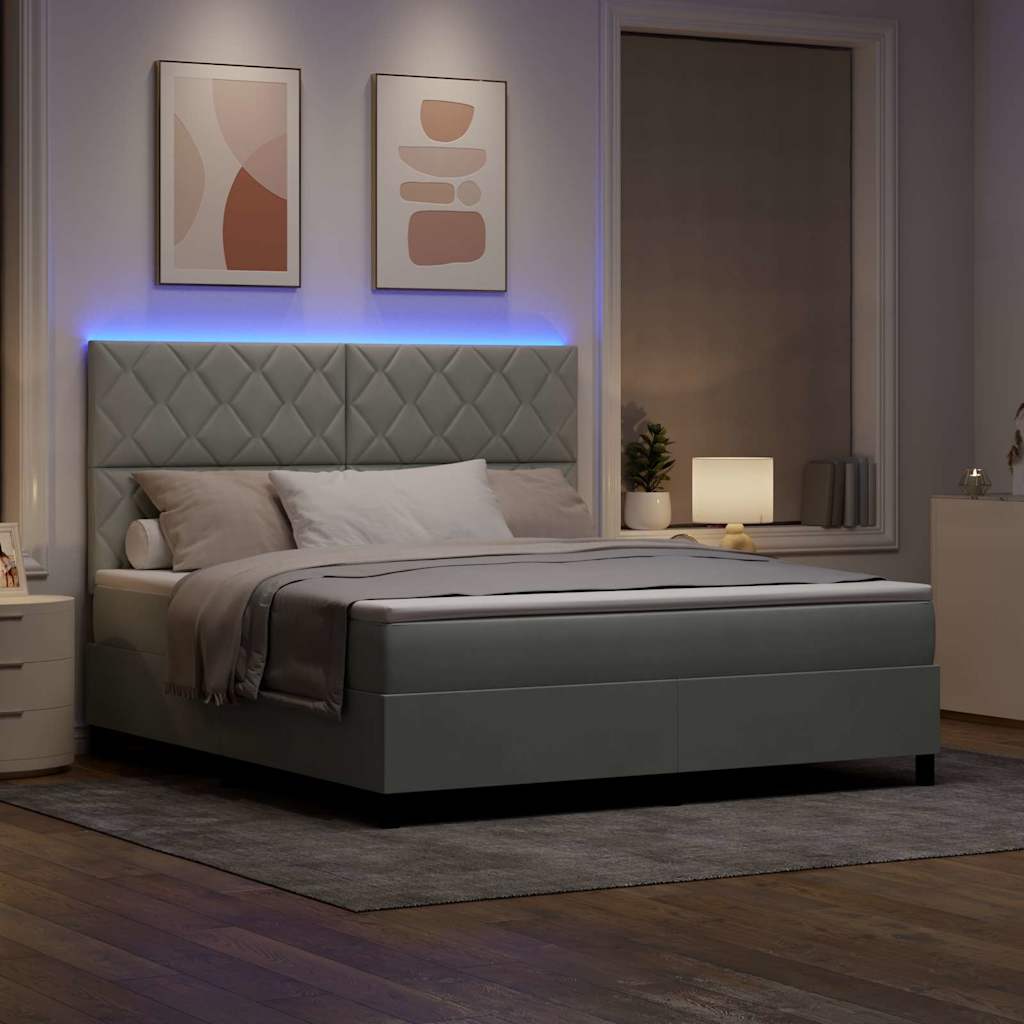 vidaXL Łóżko z sprężyną LED Jasnoszary 180 x 200 cm Aksamit