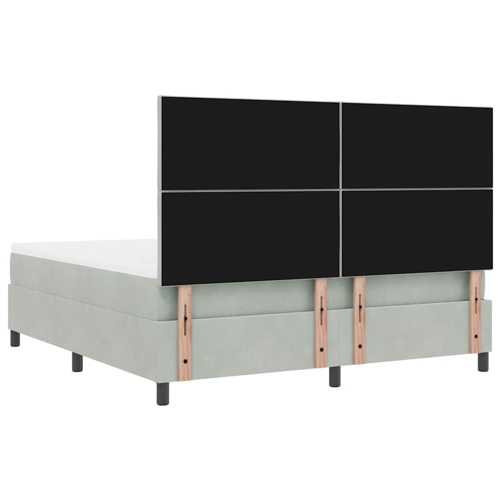vidaXL Łóżko z sprężyną LED Jasnoszary 180 x 200 cm Aksamit